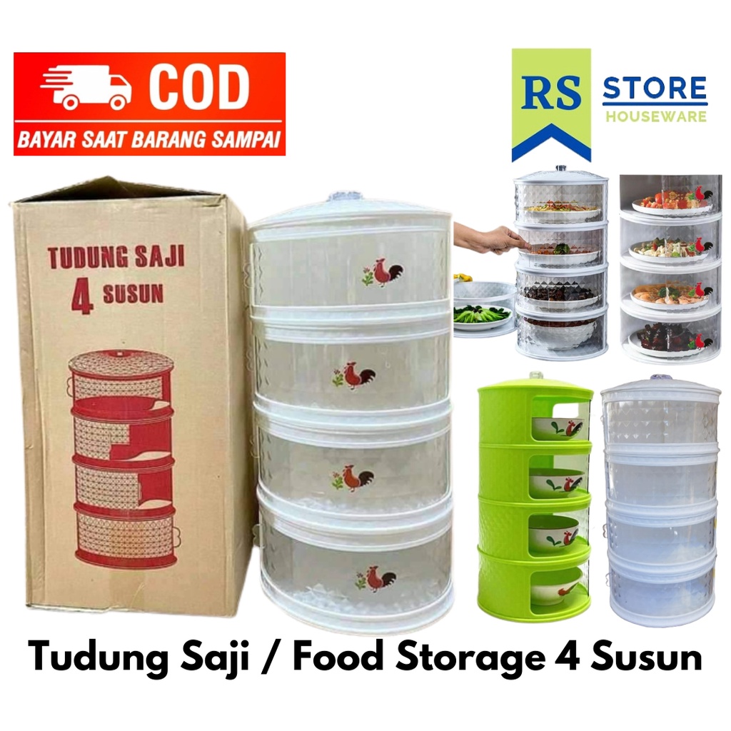 tudung saji 4 susun rak makanan food storage model diamond modern bahan tebal murah free stiker ayam