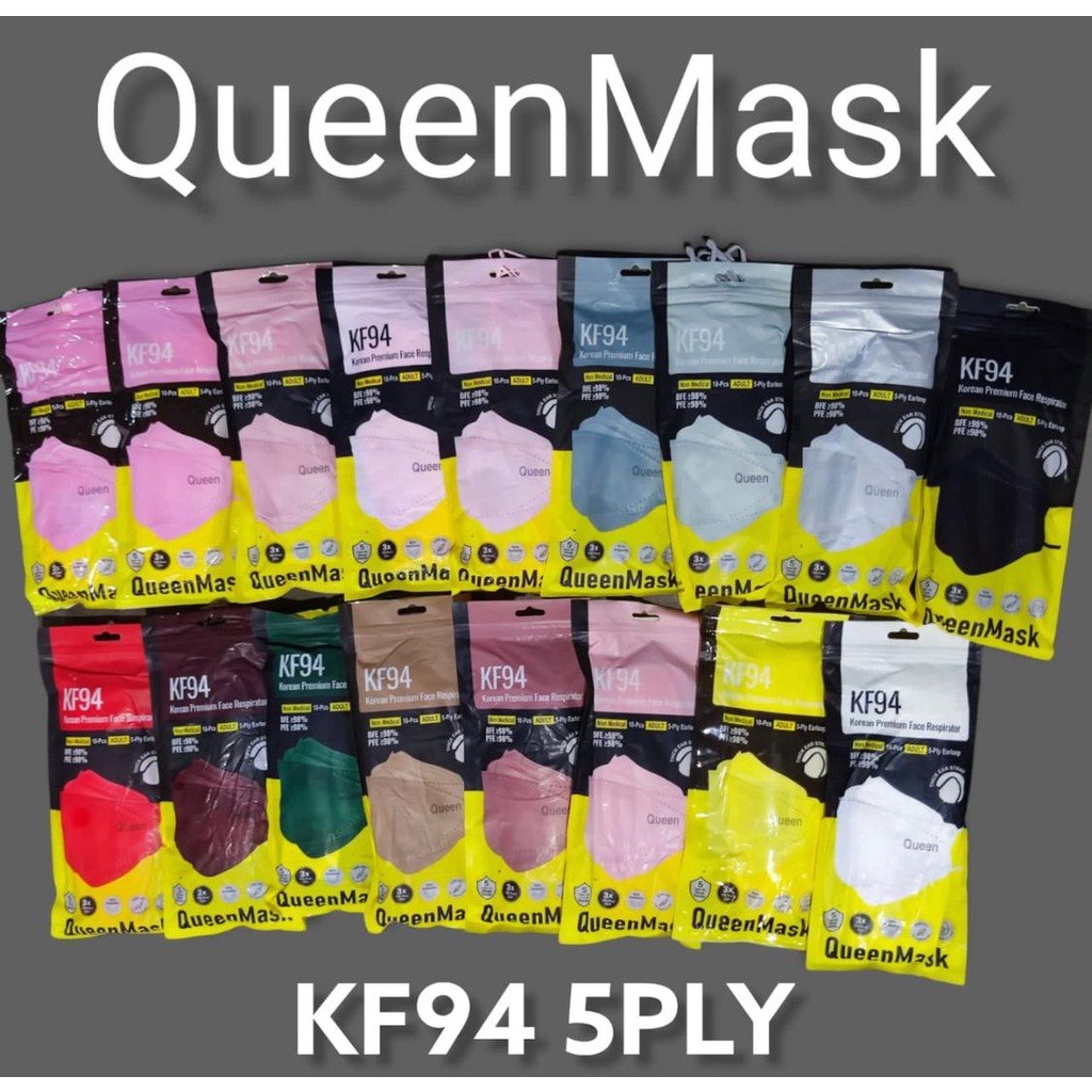 Masker KF94 5Ply QueenMask Emboss Medical Grade Disposable Face Mask 1 PACK isi 10 PCS