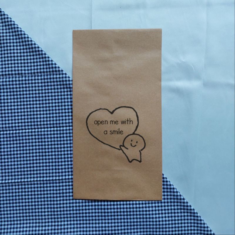 

Amplop Packaging coklat motif love open me with a smile amplop untuk packing small business