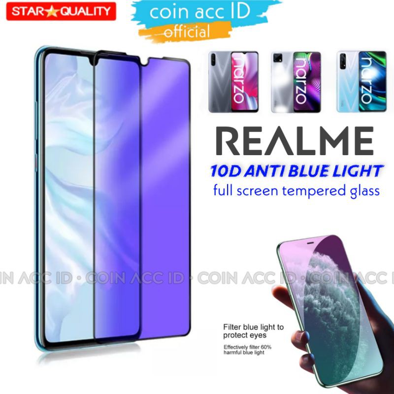 Tempered Glass 10D REALME Narzo 30A/20/20A/10A/7/7i/6/5 pro/5i/3/2/C3/C2/C1/X/XT/X2 ANTI UV BLUE RAY