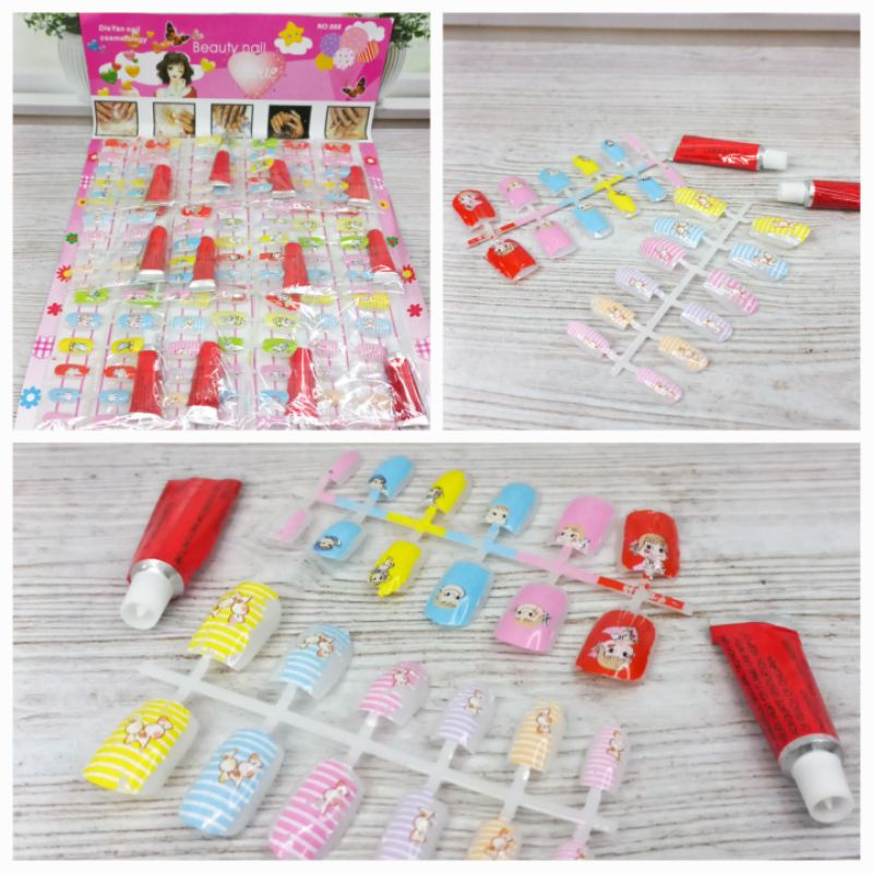 Mainan Kuku Palsuh Anak Perempuan Beauty Nail Kuku Palsuh Motif