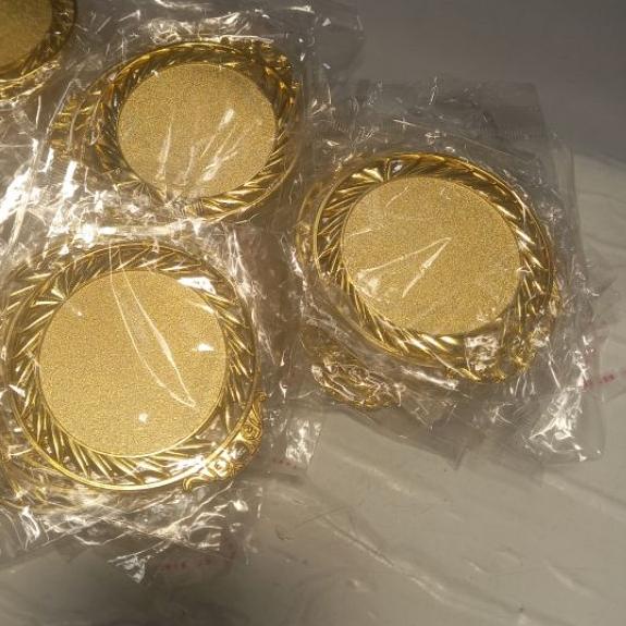 ✷ medali polos bahan logam sepuh emas ➾