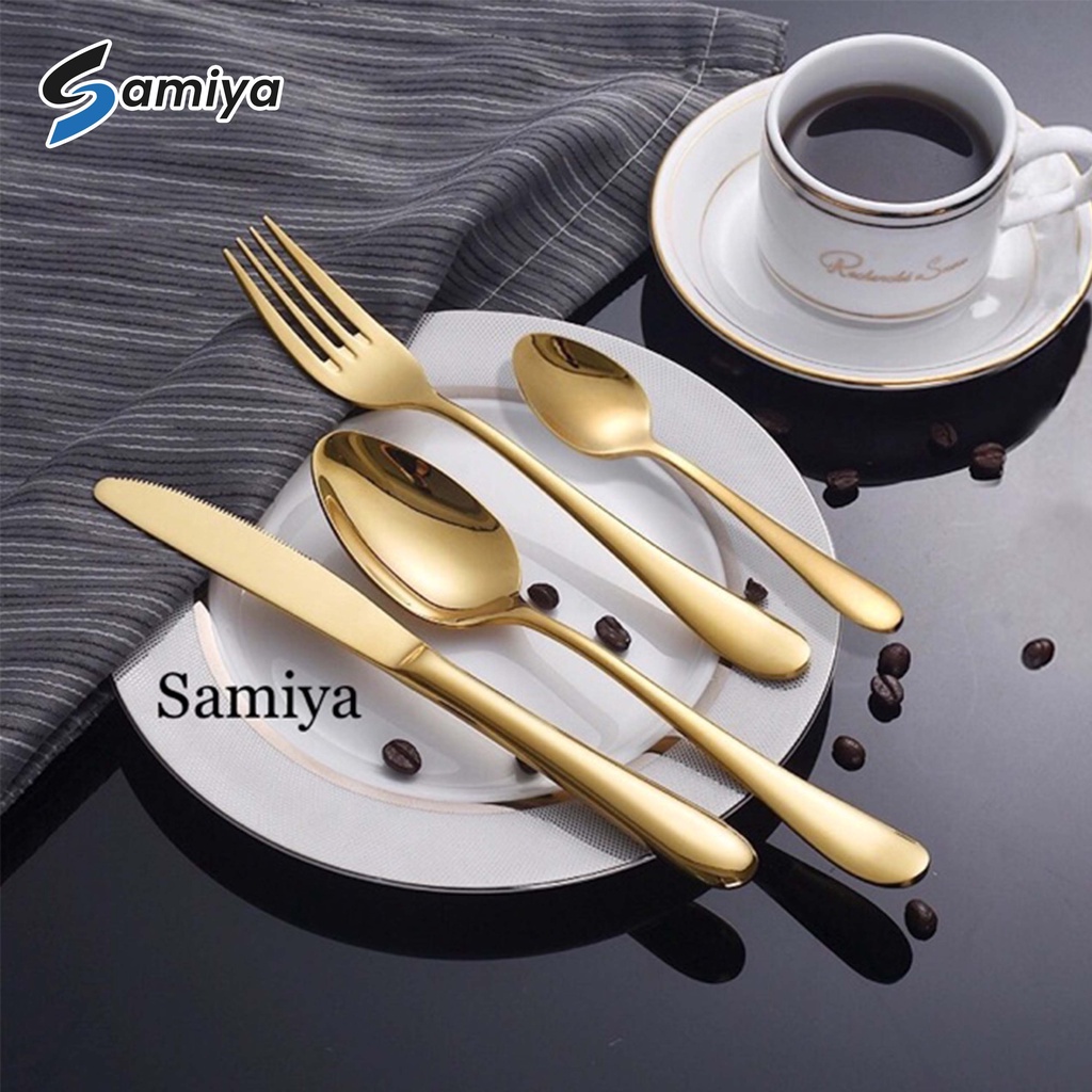 Sendok garpu pisau makan sendok teh warna / western cutlery set / sendok warna korea / dinner table