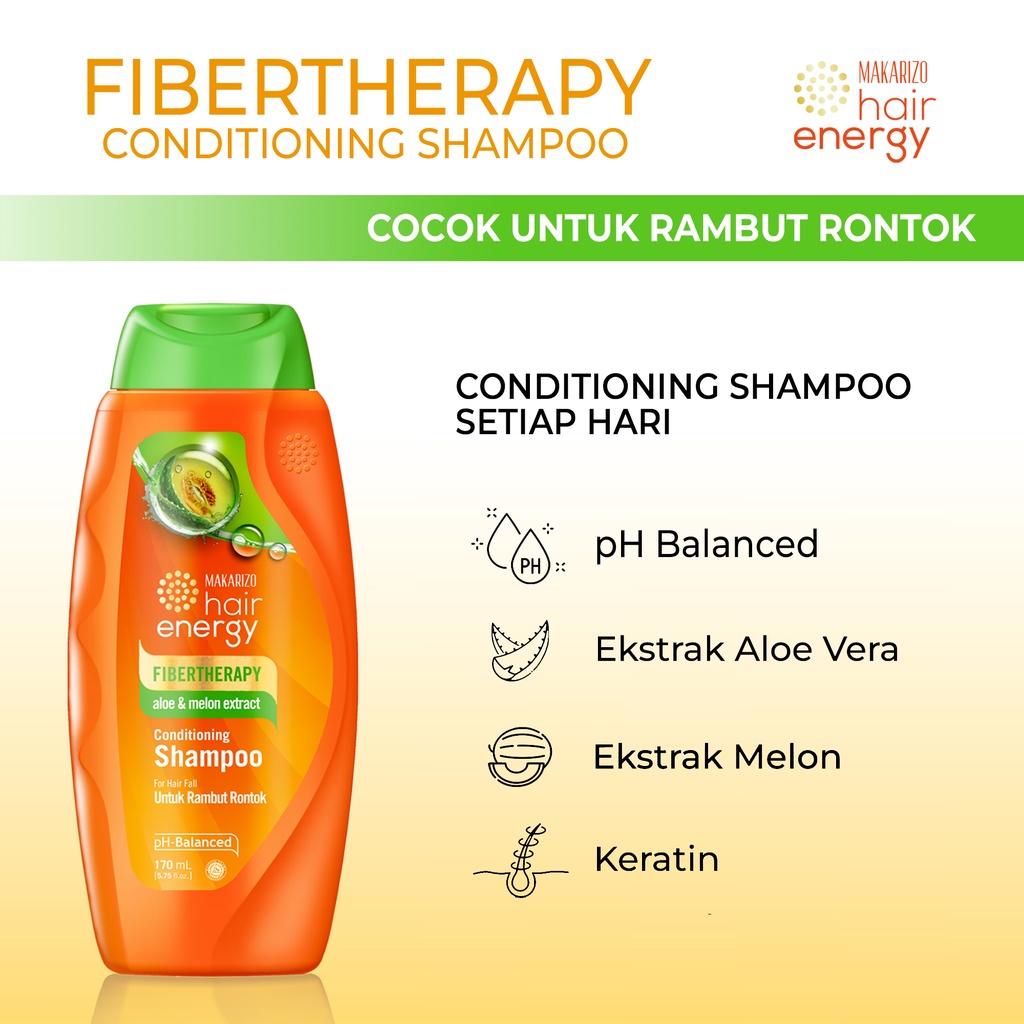 Makarizo Hair Energy Fibertherapy  Conditioning Shampoo Aloe & Melon 170 mL / Shampo Kondisioner-4