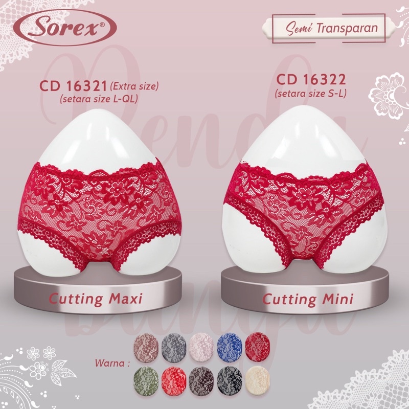 CD | Celana Dalam Wanita Semi Transparan SOREX 16321 &amp; 16322 Freesize