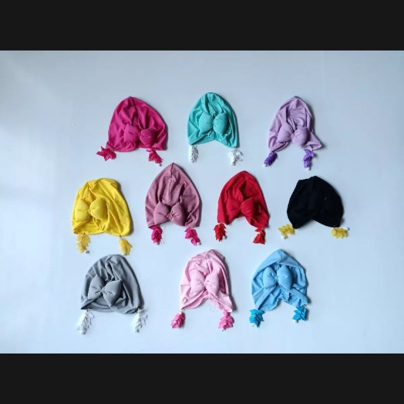turban Anting daun anak bayi perempuan instant Usia 0 - 3 Tahun | ciput baby new born 6 - 2 thn | bandana Baby Girl newborn import Premium lucu 1 - 5 Bulan