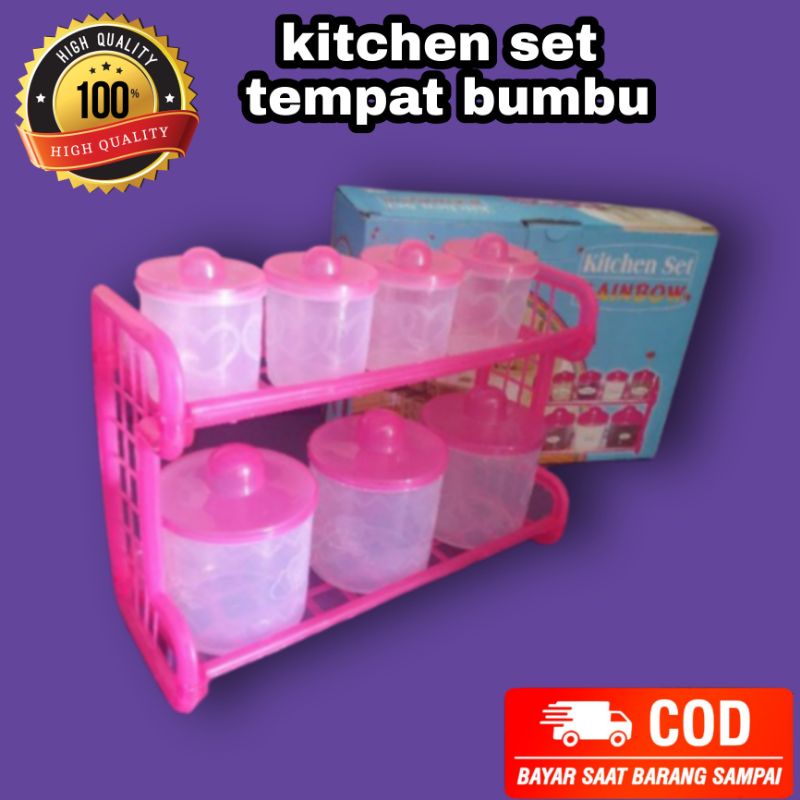 kitchen set rainbow rak bumbu set wadah bumbu set