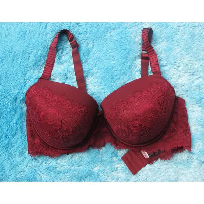 Barang Berkualitas ESMARA LACE BRA MAROON BIG SIZE 40CD - FULL LABEL STOK TERBATAS