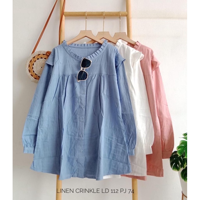 Blouse Linen Crinkle Atasan Katun linen Crinkle