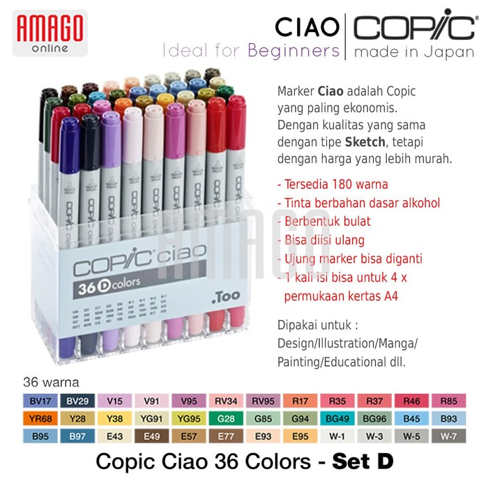 

COPIC Ciao - 36 Color Set D - CCM/36D