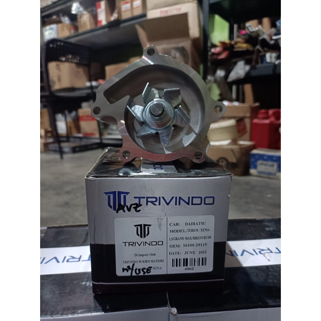 Water Pump Daihatsu Avanza Rush Terios Xenia 1.3 grandmax Sirion 16100-29115 Trivindo