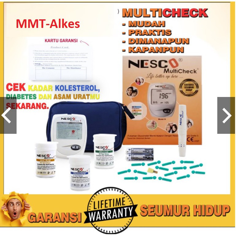 Nesco alat test multichek gcu gula darah, diabetes, kolesterol murah 3