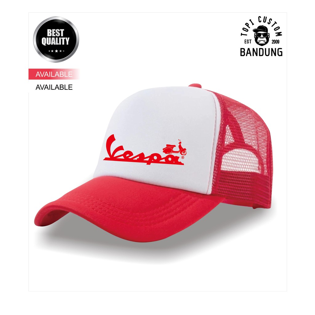 Topi Trucker VESPA Pria Wanita Topi Jaring Jala VESPA Trucker Cap Bisa Tulis Nama Bisa COD Gratis Masker Original High Premium Qualit