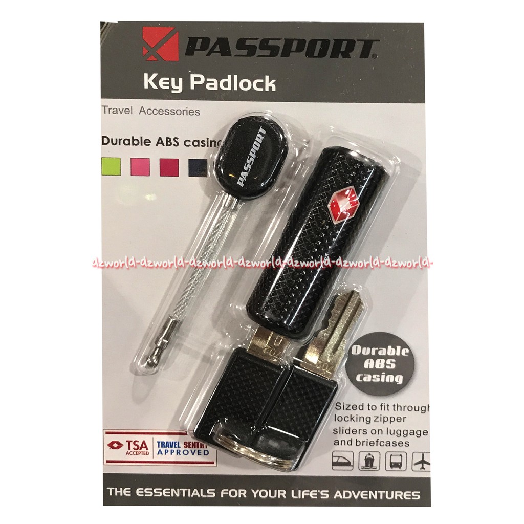 Passport Key Padlock Gembok Tarik Tas Koper Model Tarik Lepas Pad Lock Gembok TSA Warna Hitam Silver Gold Merah