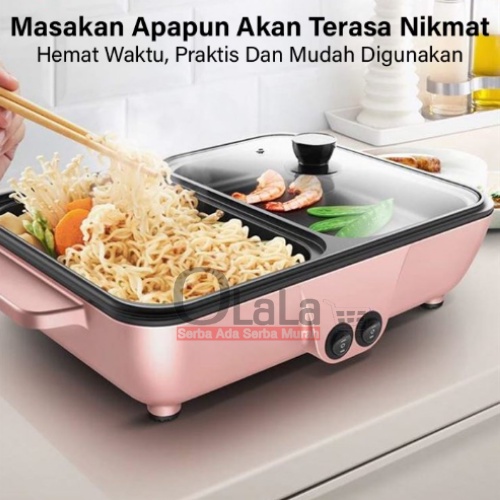 BBQ GRILL PAN STEAMBOAT 2IN1 ELEKTRIK SHABU HOTPOT SUKI ELECTRIC OLL-HG08