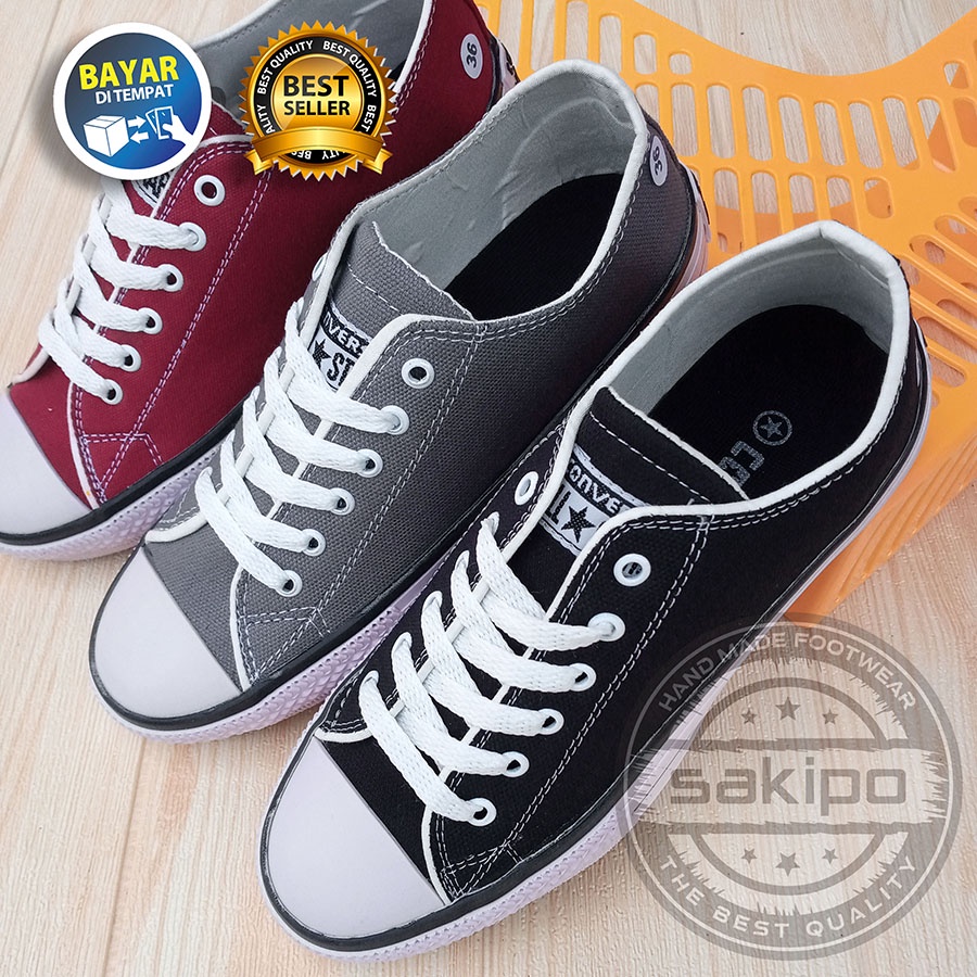 PROMO BACK TO SCHOOL !! SEPATU CONVERSE ALL STAR CHUCK TAYLOR 70S  PRIA WANITA HITAM MARUN ABU / SEPATU SEKOLAH HITAM MURAH / SAKIPO