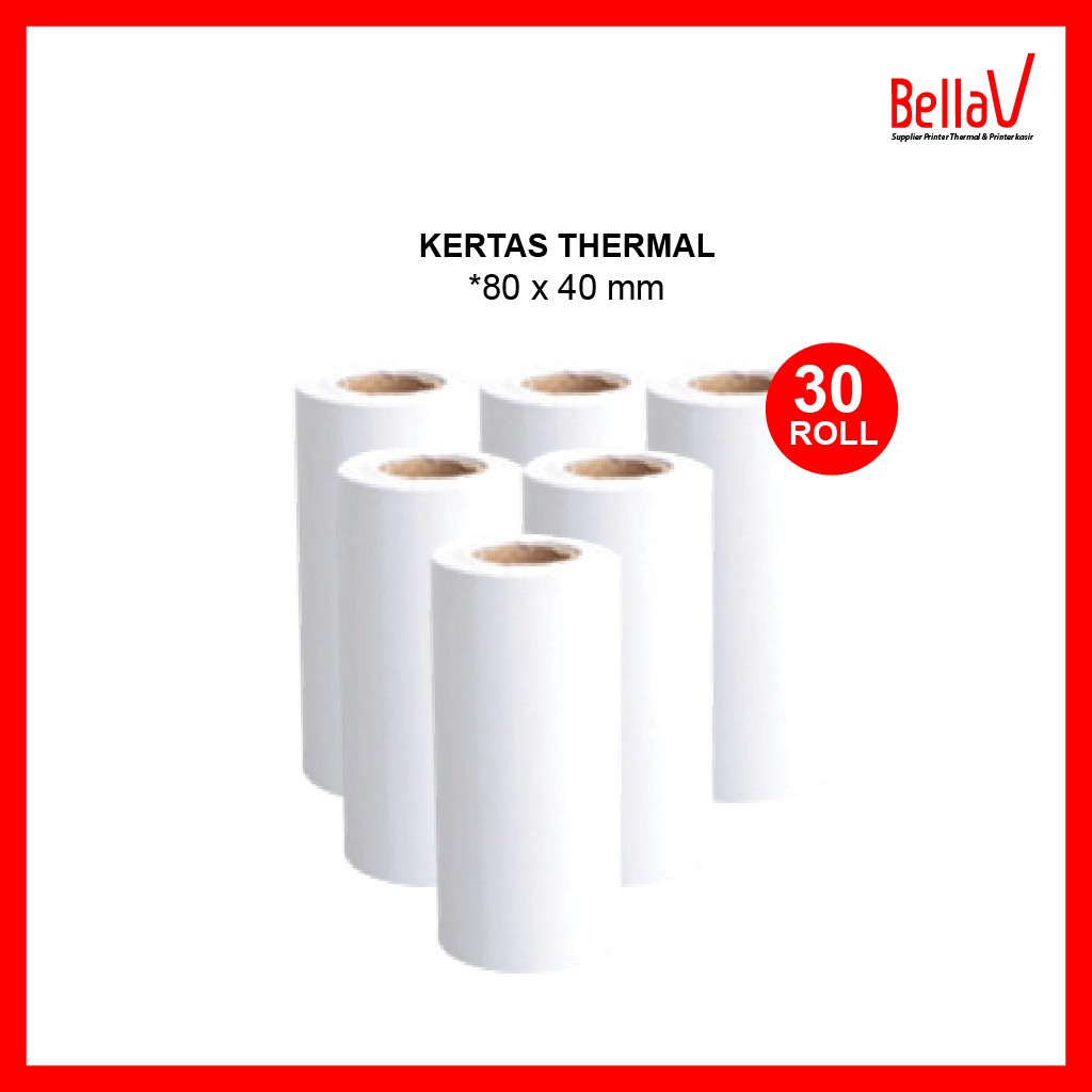 

Kertas Thermal Printer uk 80 x 40 mm (30 roll)