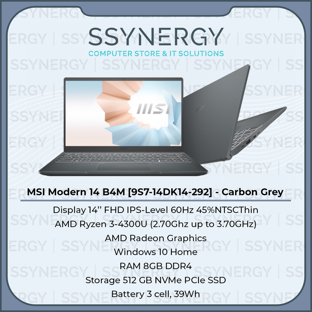 MSI Modern-14 B4M 9S7-14DK14-292 AMD RYZEN 3 4300U