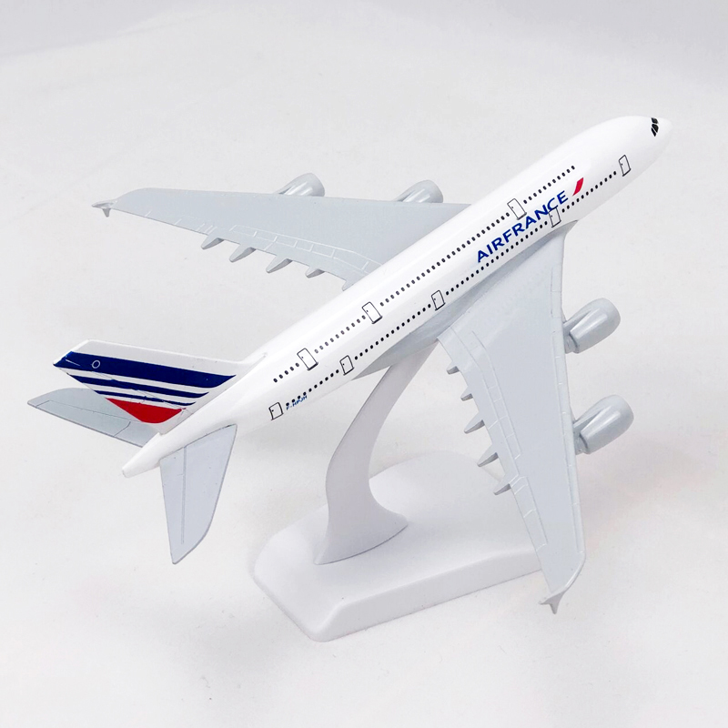 Air France A380 Model Pesawat Terbang Airbus 380 Bahan Alloy Diecast 20CM Dengan Display Stand