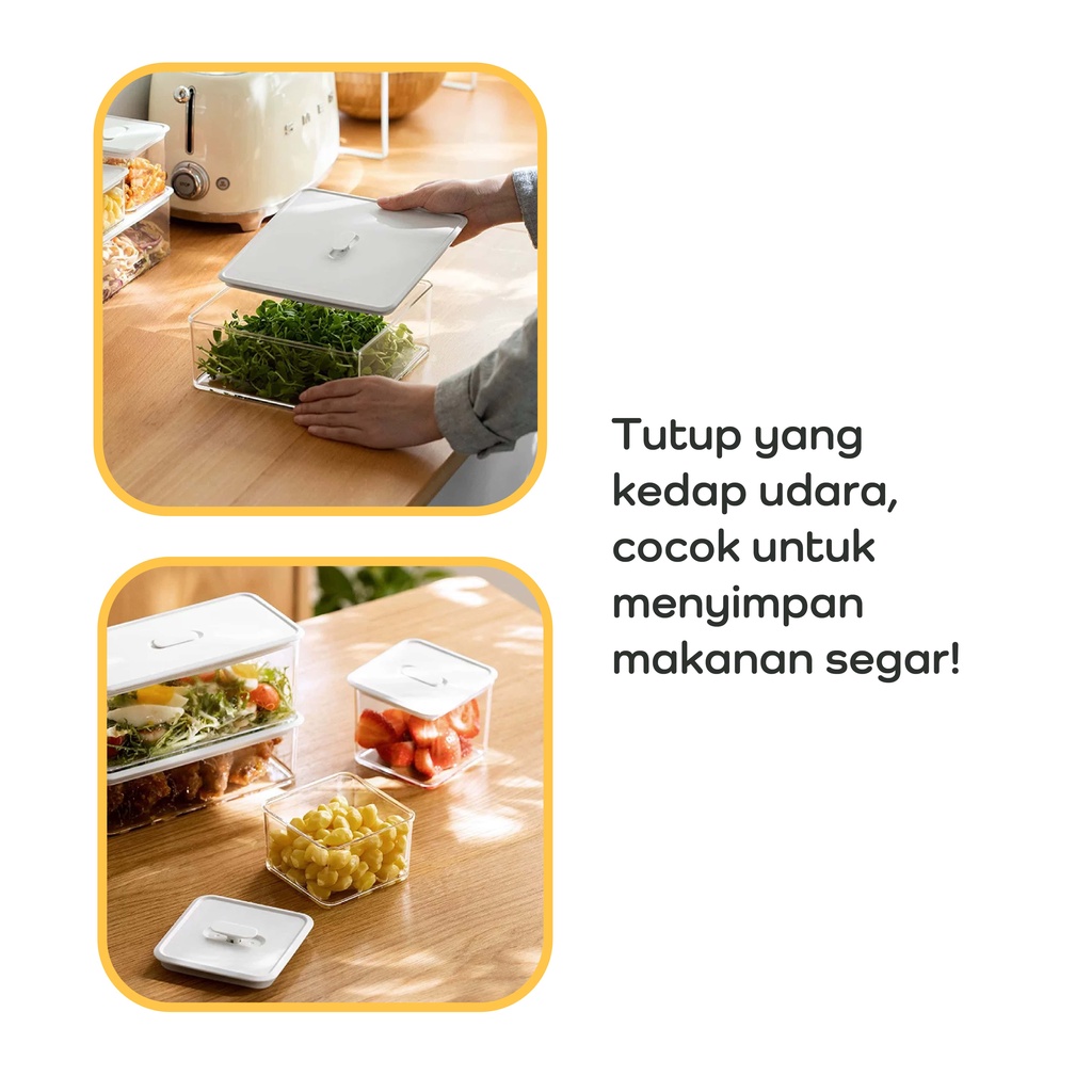 【IKONE】KOMO Kotak Penyimpanan Makanan Kulkas Storage Box Food Container PET Fridge Organizer Box Toples Makanan Sayur