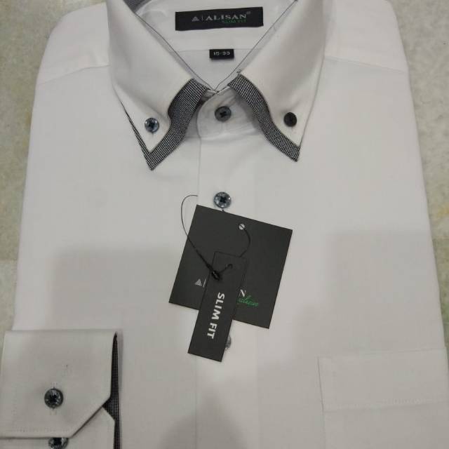 Kemeja Alisan Putih Kombinasi Kerah
