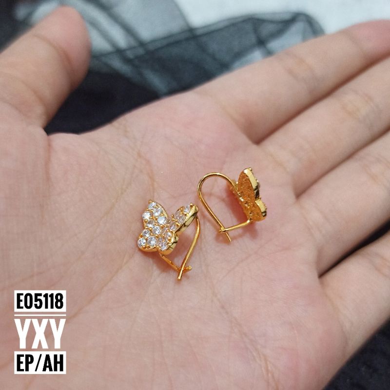 Anting Hooks Yaxiya Kupu Zircon Gold E05118