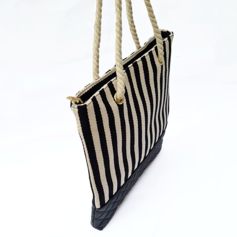 Tas Wanita TW203 Motif Salur Stripes Shoulder Bag Natural Color Etnik Style