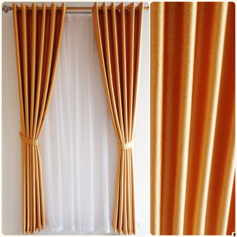 Gorden polos blackout Gold/Gorden jendela/Gorden pintu/gorden sekatan tengah/Gorden polos glossy/kor