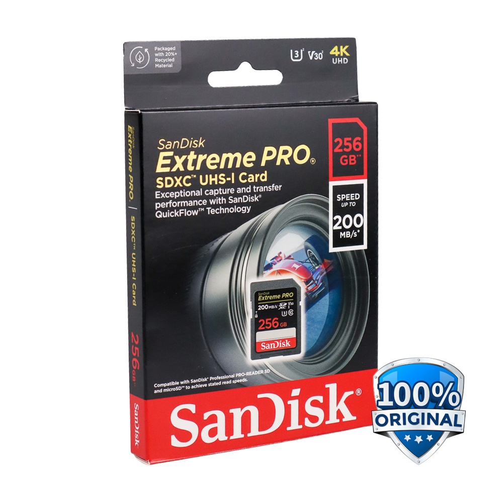 Sandisk SD Card Extreme Pro V30 U3 4K 256GB - SDSDXXD-256G