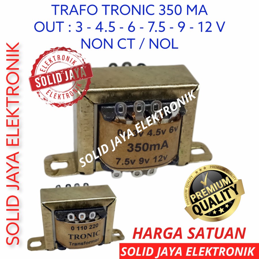 TRAVO TRAFO 350MA NOL 3V 4.5V 6V 7.5V 9V 12V NON CT 0 350 MA TRONIC TRANSFORMER NOL 3V 4.5 6V 7.5 9 12 VOLT V 4,5V 7,5V TRAVO KOTAK TRANSFORMER 350 MILI AMPER TRONIC