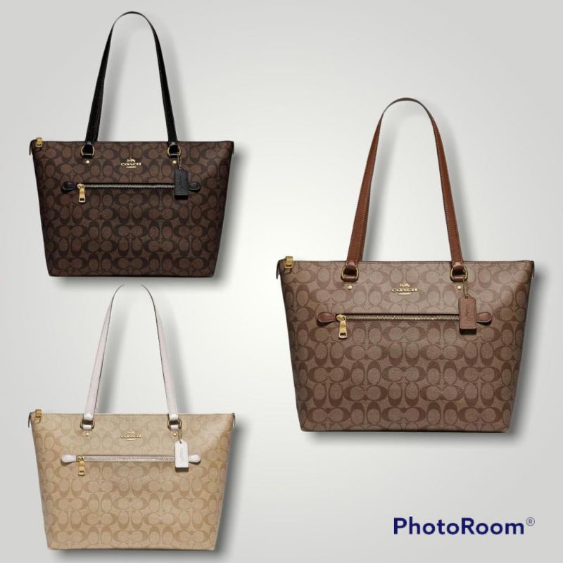 Tas Coach Original F79609 gallery tote signature brown black mahogany Light khaki saddle chalk