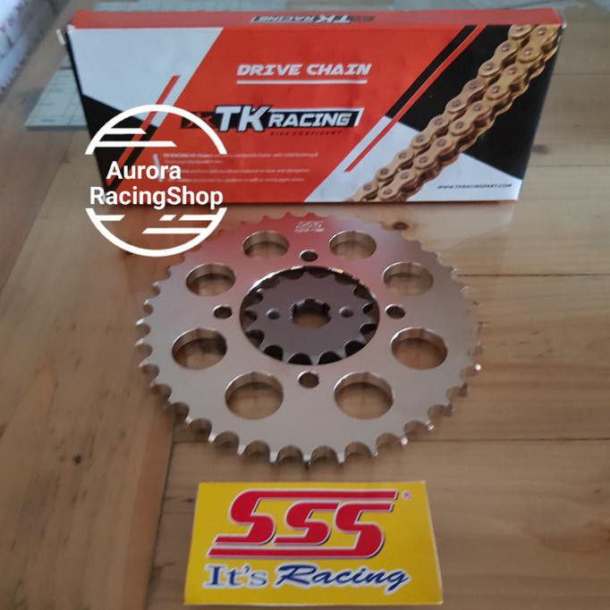 GEAR SET SSS NEW JUPITER  MX  135  RANTAI TK 428 HS GOLD 