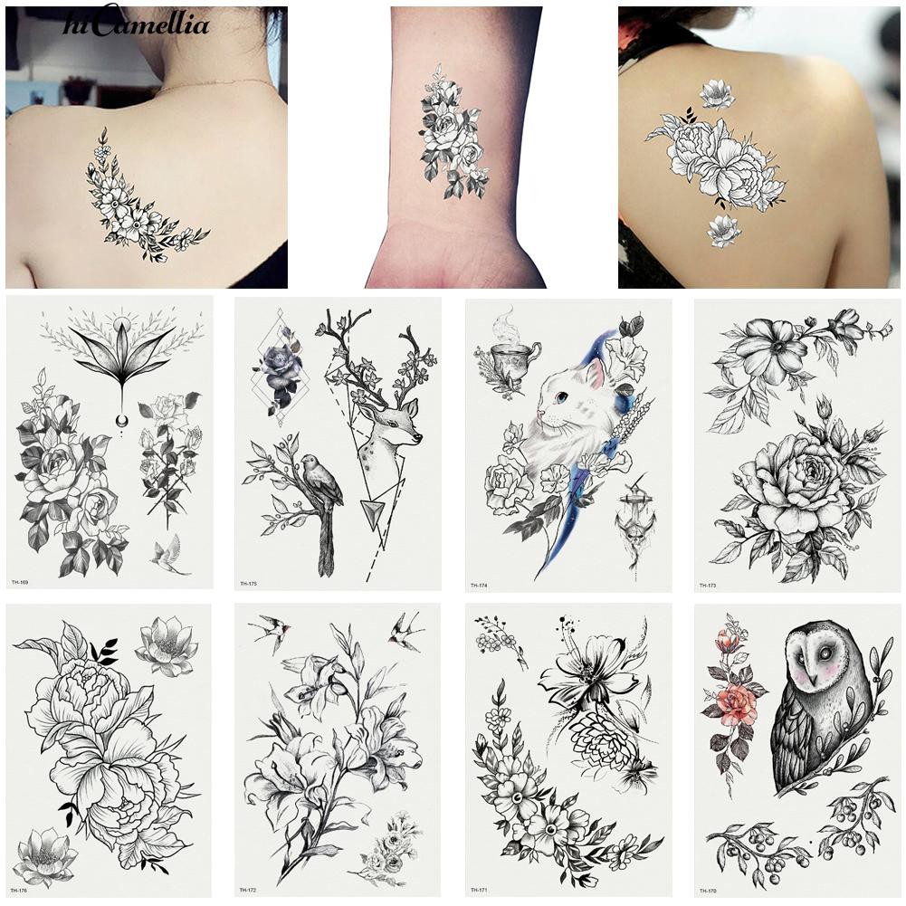 Cod Menyegarkan Bunga Hewan Stiker Tato Temporer Tahan Air