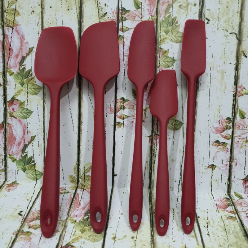 premium silicone spatula set 5pcs /alat Masak spatula lancip tebal