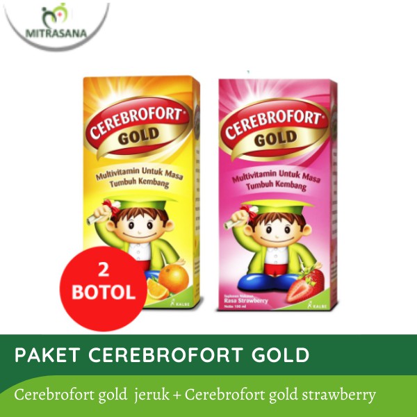 Cerebrofort Gold 100ml 2 Btl Orange dan Strawberry