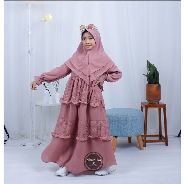 SET GAMIS ANAK BRUKAT MALIKA SUSUN