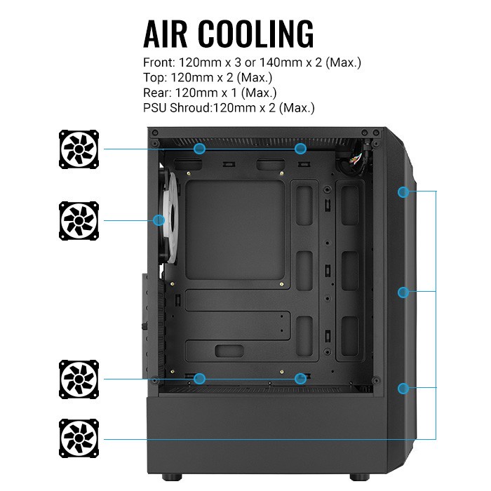 AEROCOOL BIONIC 1FAN + FRONT STRIP RGB