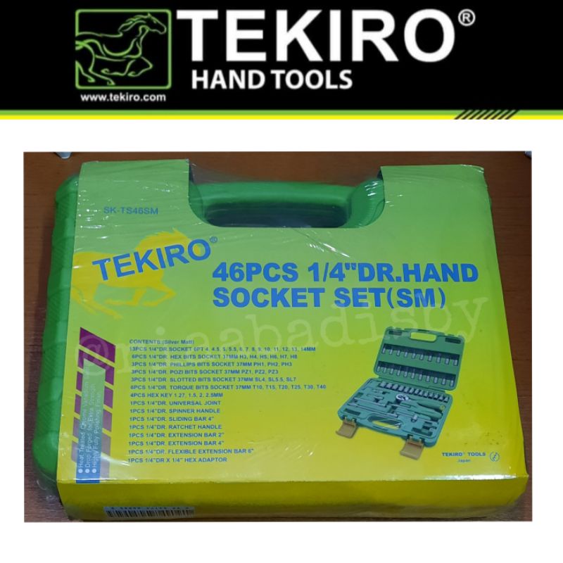 SOCK SET 46 PCS 4-14MM 1/4" 6 PT TEKIRO || SOCKET SET 46PCS BOX PLASTIK TEKIRO