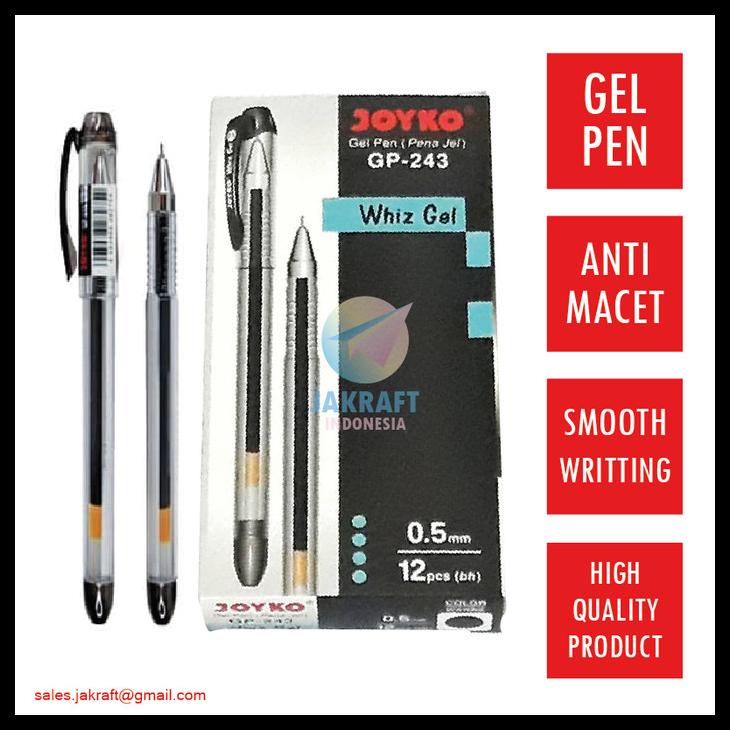

Pulpen Ballpoint Gel Pen Joyko Gp-243 Whiz Gel Hitam 0.5 Mm Anti Macet Kode 721