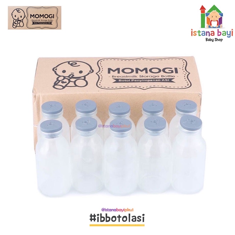 MOMOGI Botol Asi Kaca 10pcs FREE BUBBLE WRAP 1 LAPIS - kantong asi