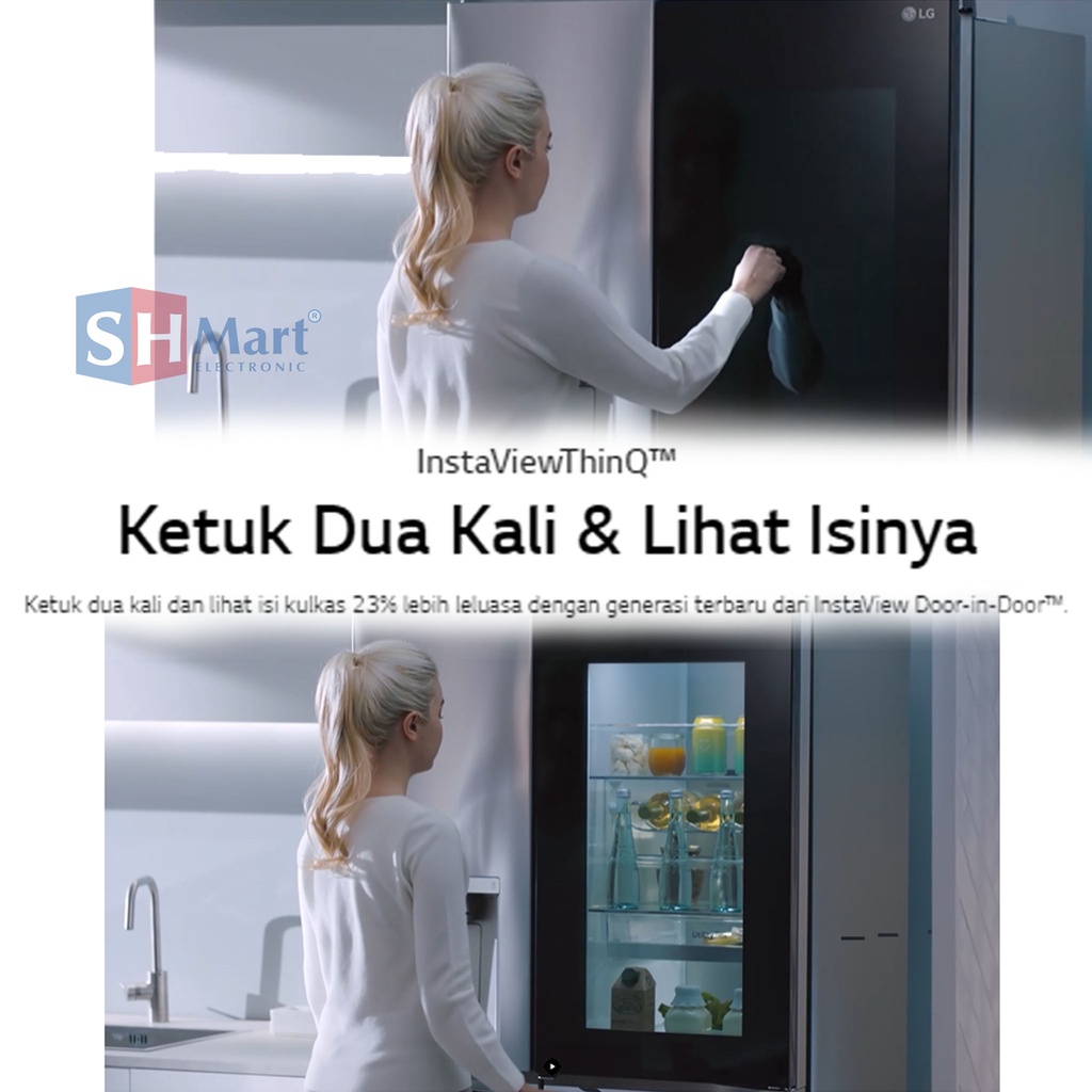 KULKAS LG SIDE BY SIDE KAPASITAS 674 LITER WITH DISPENSER GC-X257CSES INSTAVIEW DOOR IN DOOR INVERTER GARANSI RESMI (MEDAN)