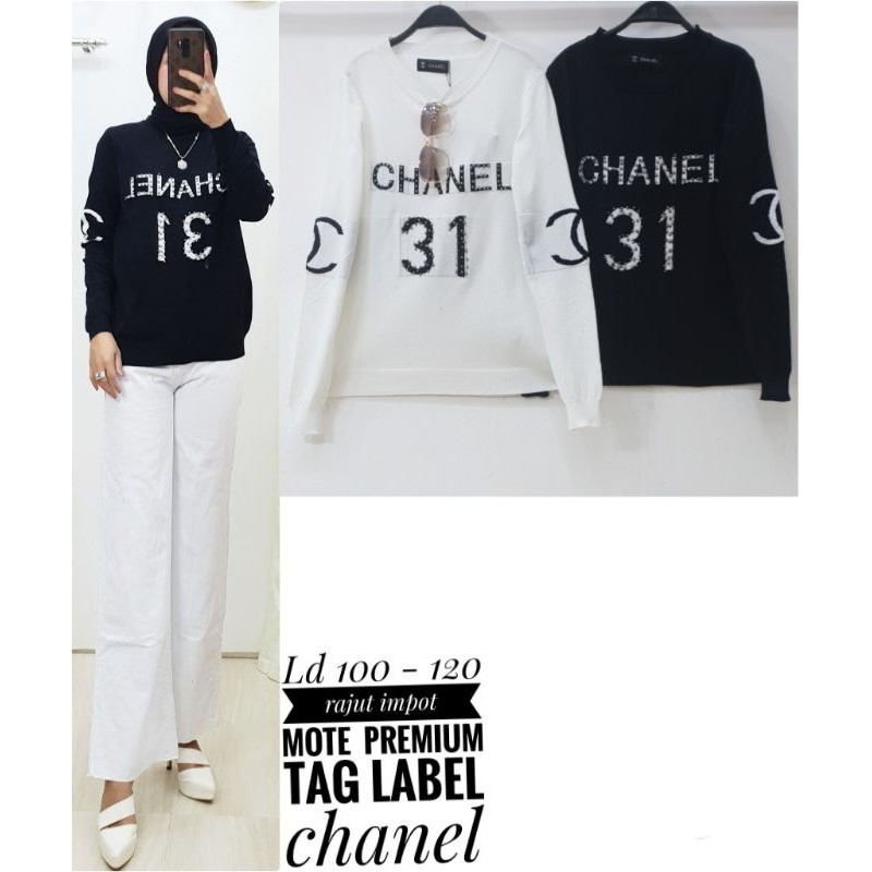 

ATASAN RAJUT MOTE PREMIUM TAG LABEL CHANELL