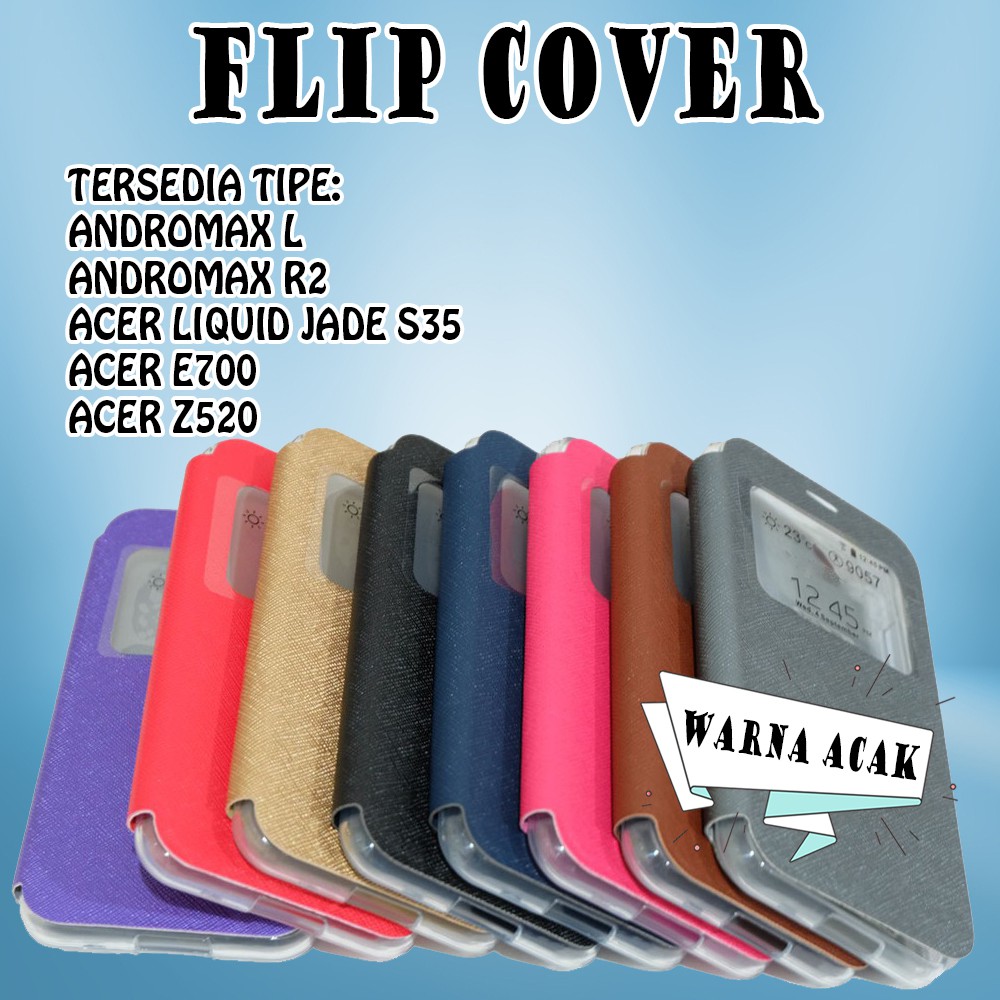 WARNA ACAK Casing Sarung ANDROMAX F20 / ANDROMAX L / ANDROMAX R2 Leather Case Flip Cover Dompet