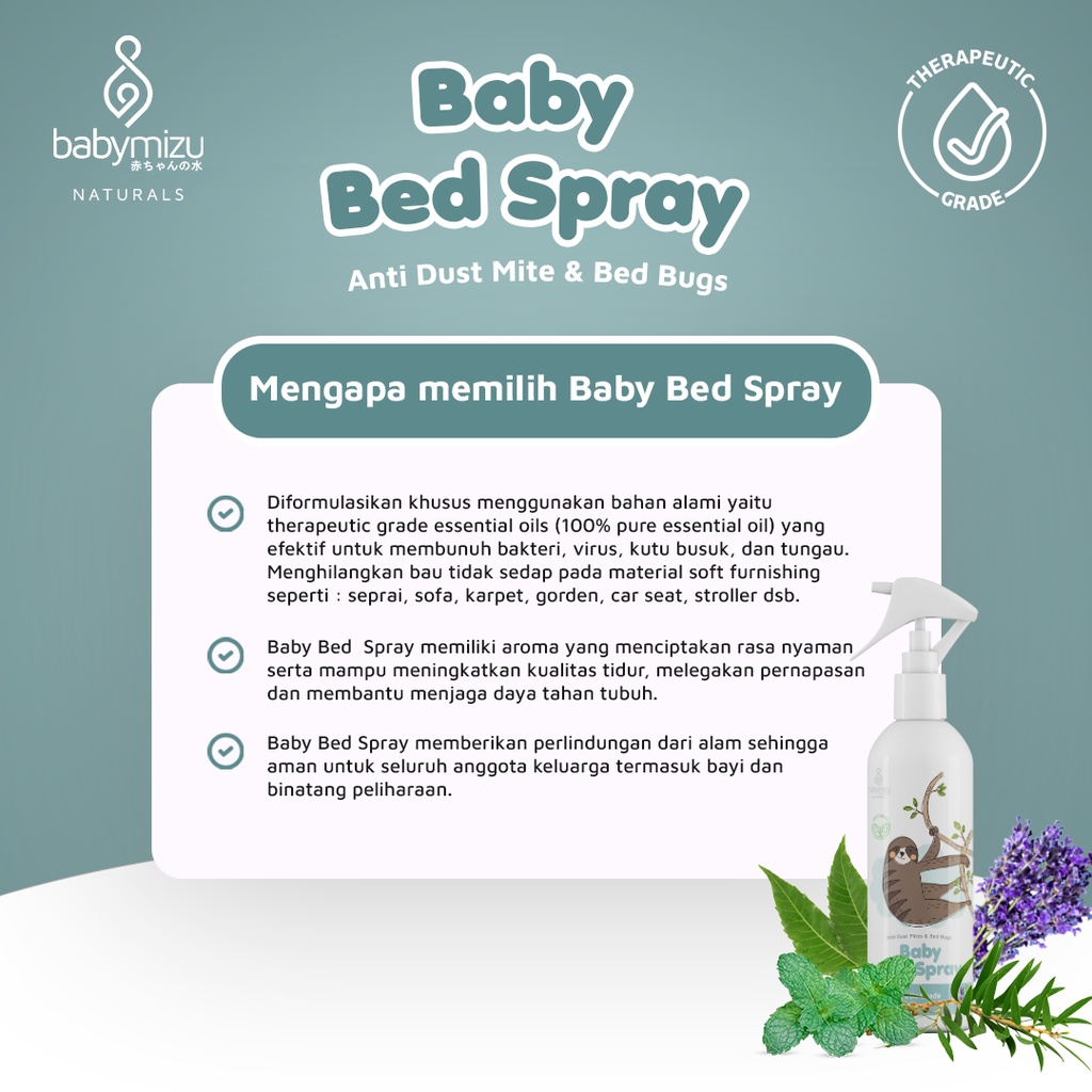 BABYMIZU Hygiene Travel Kit Naturals - Bed Linen Spray + Baby Sanitizer + Baby Bed spray