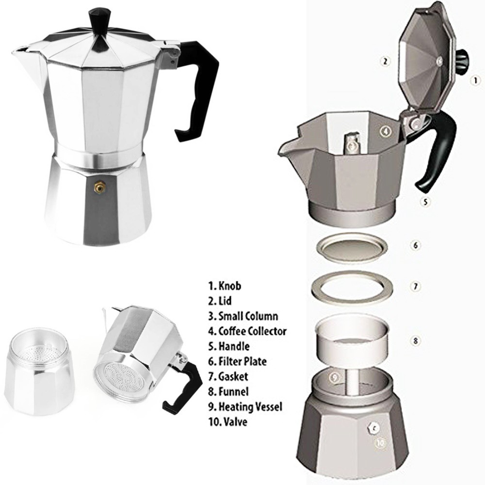 Kopi Moka Pot Aluminium  Espresso 6 cangkir 300 ml