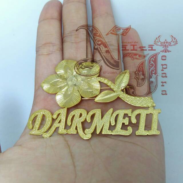 Bros Nama Lapis Emas | Bros Hijab | Bros Bunga