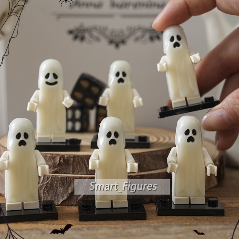 Pg1245 PG1246 Mainan Balok Bangunan Mini Figure Hantu Halloween Lucu Luminous Untuk Anak Hadiah