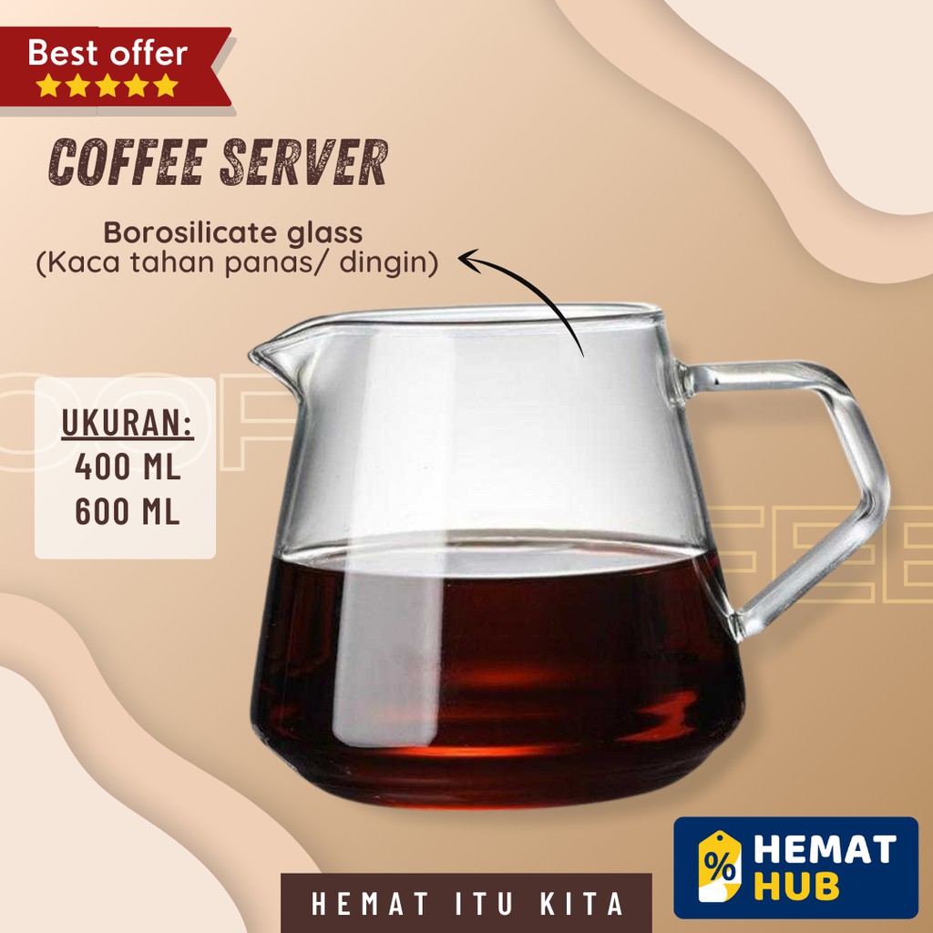 Server Kopi V60 Coffee Maker Pot Drip Kettle Glass Teko Kaca Barista Espresso Pitcher Pour Over