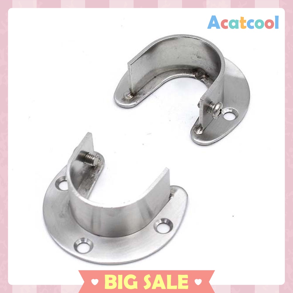 U-Shaped Closet Rod End Support Stainless Steel Wardrobe Rail Pole Socket