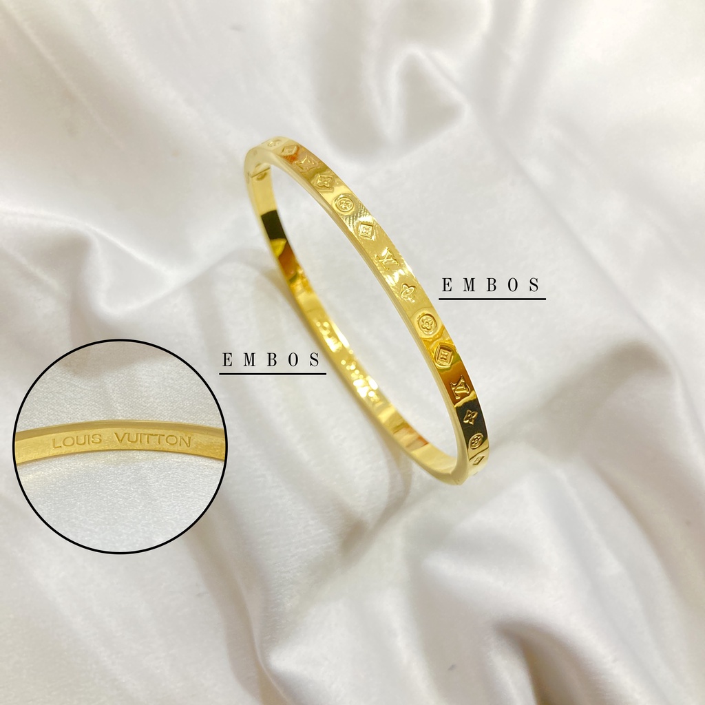 Gelang Titanium Embos Anti Karat Aksesoris Perhiasan Wanita Korea